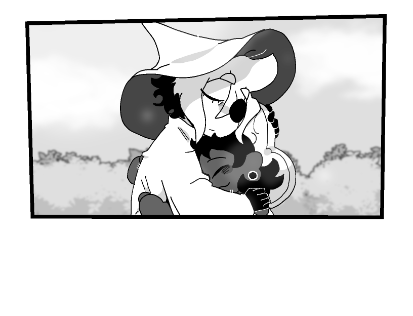 Siffrin hugs Bonnie back. He looks tired.