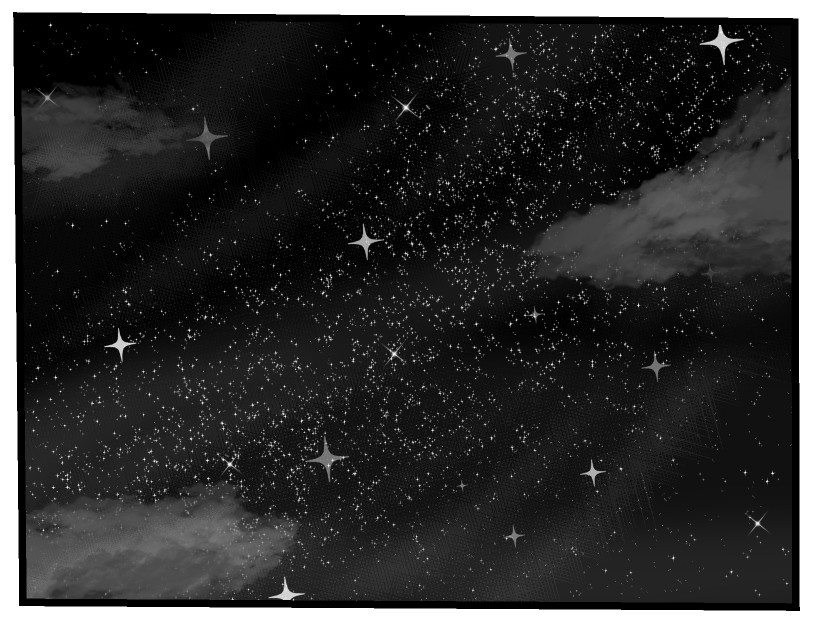 A star-filled night time sky.